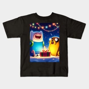 Epic Yuletide Adventures Unleashed: Adventure Time Christmas Art for Whimsical Holiday Designs! Kids T-Shirt